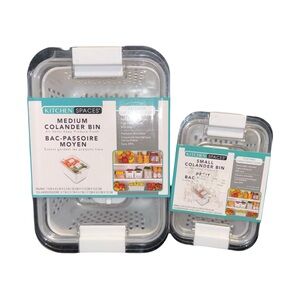 2 Kitchen spaces Clear Colander Bins brand new